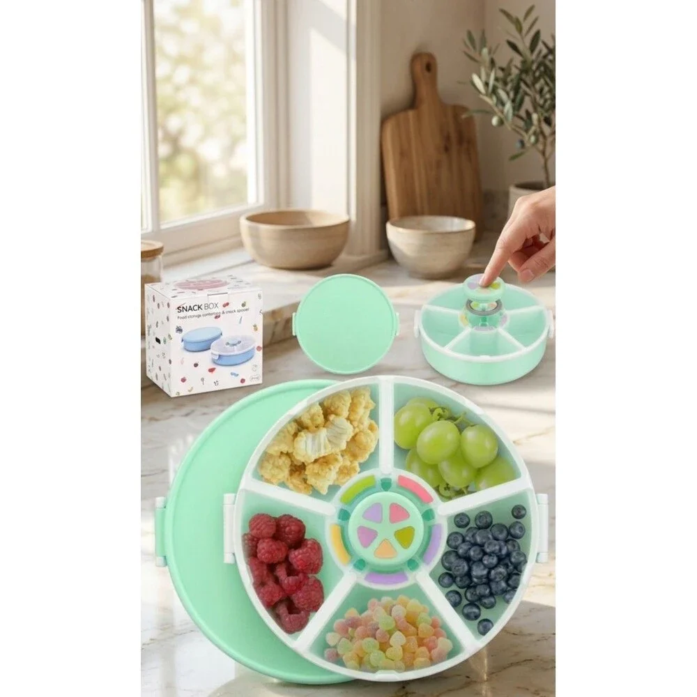 Kids Snack Spinner, 5-Compartment Reusable Snack Container, BPA-Free, Leakproof